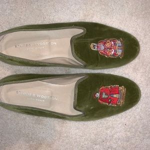 Stubbs & Wootton Light Green Velvet Loafers